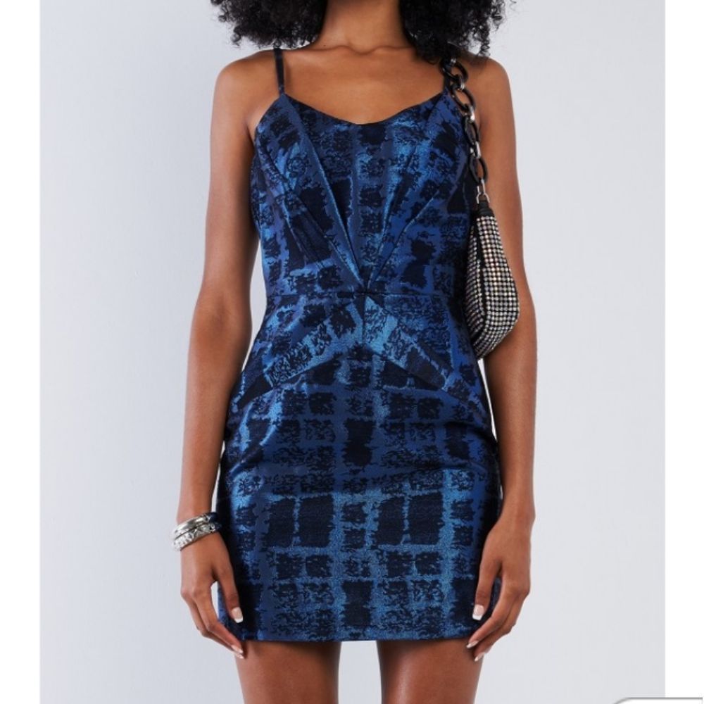 Disco Blue Mini Metallic Dress